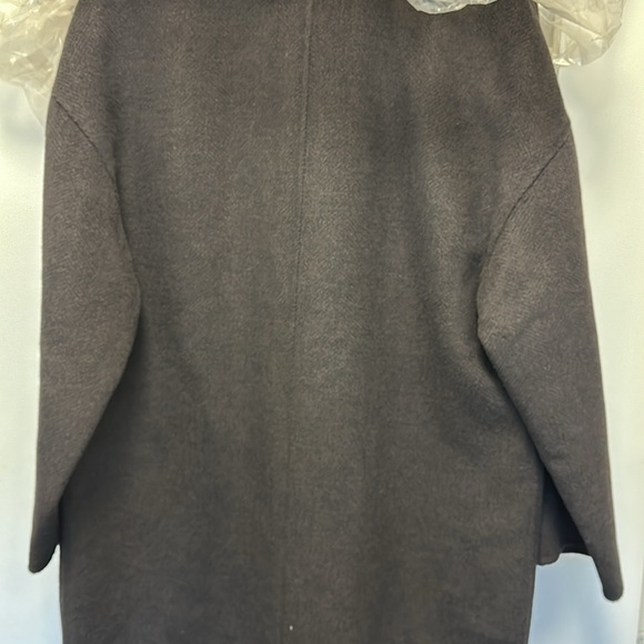 NWT Reiss Lara Wool Blend Herringbone Twill Coat in Chocolate Brown US 4 - Picture 12 of 15